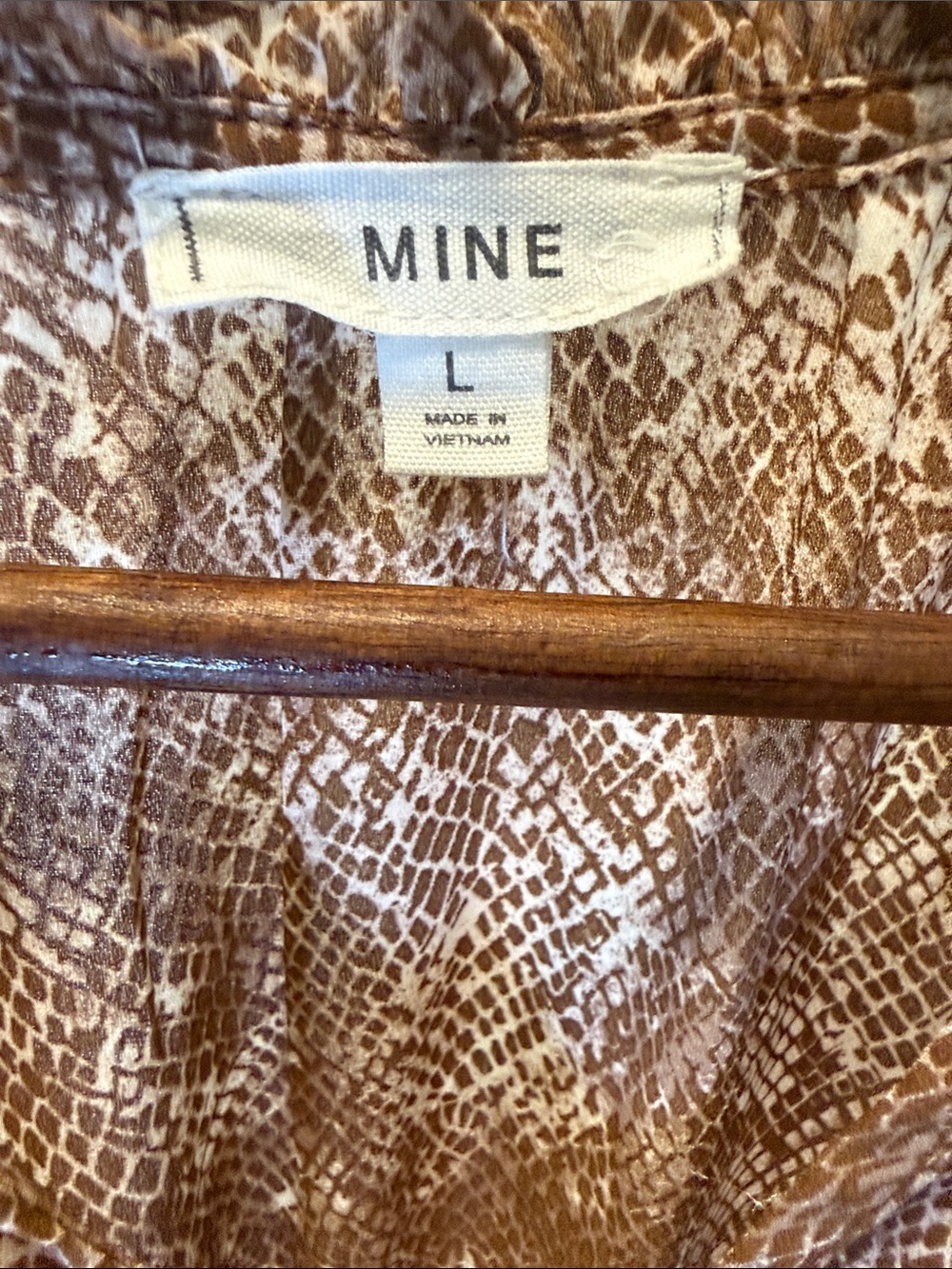 MINE Brown & Cream Snakeskin Ruffle Tier Mini Dress | Size L - Picture 2 of 14